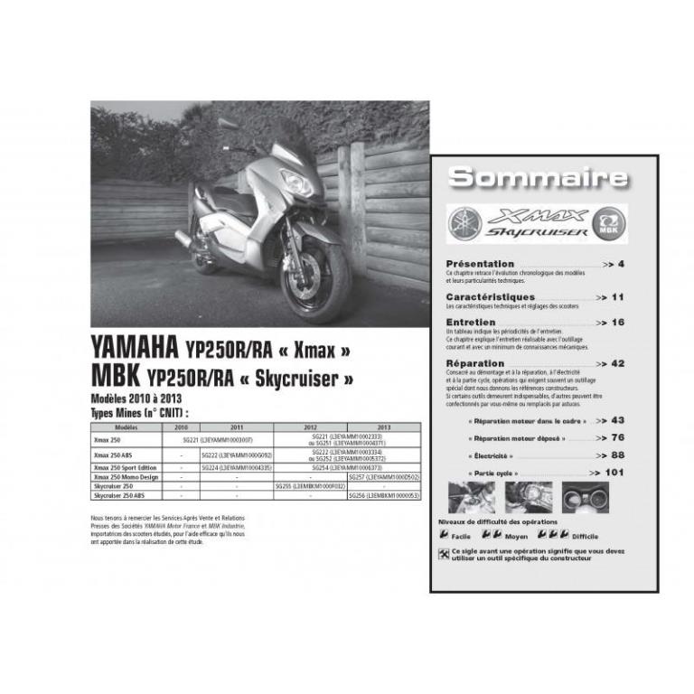 Revue technique moto ETAI RMT 169 YAMAHA X-MAX250 (MBK SKYCRUISER) (2010-2013) et HONDA NC700 (2012-2013) - ref. 24849