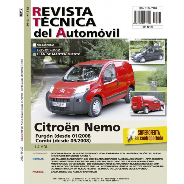Revista Técnica del Automóvil ETAI Documentación técnica RTA 212 CITROEN NEMO FURGON COMBI (2008 -2018) - ref. 25012