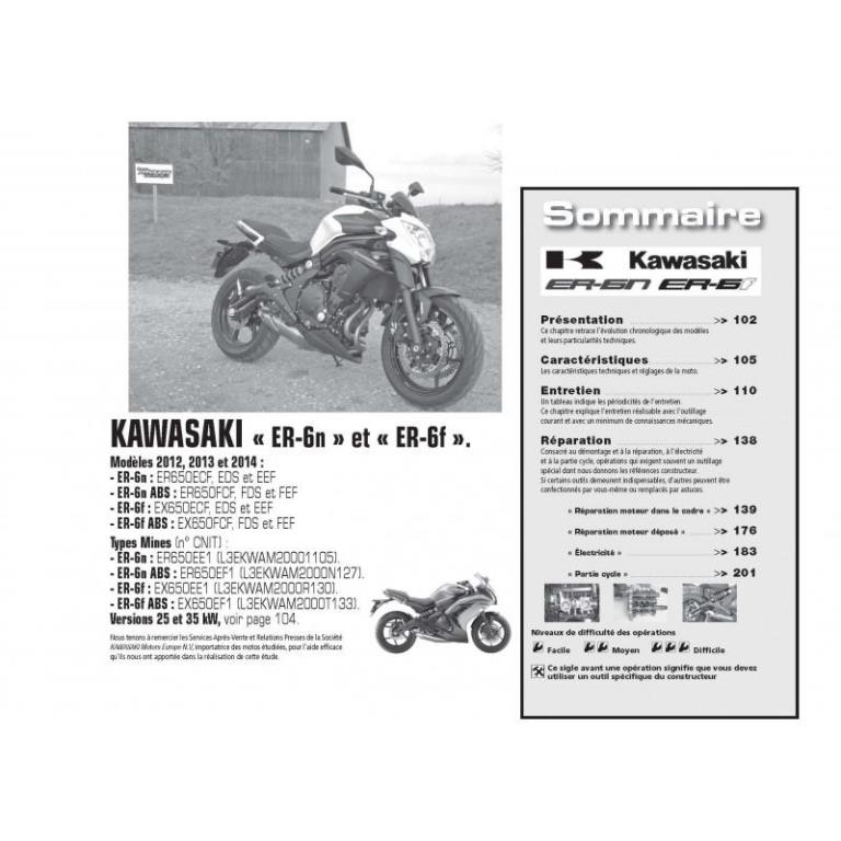 Revue technique moto ETAI RMT 172 HONDA CB/CBR 500 (2013 à 2014) et KAWASAKI ER-6n/f 650 (2012 à 2014) - ref. 25451