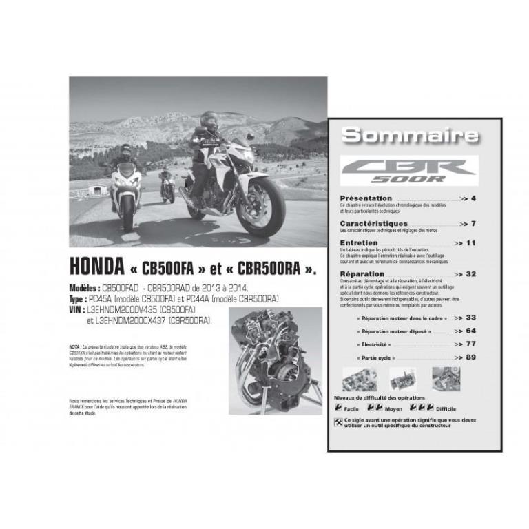 Revue technique moto ETAI RMT 172 HONDA CB/CBR 500 (2013 à 2014) et KAWASAKI ER-6n/f 650 (2012 à 2014) - ref. 25451