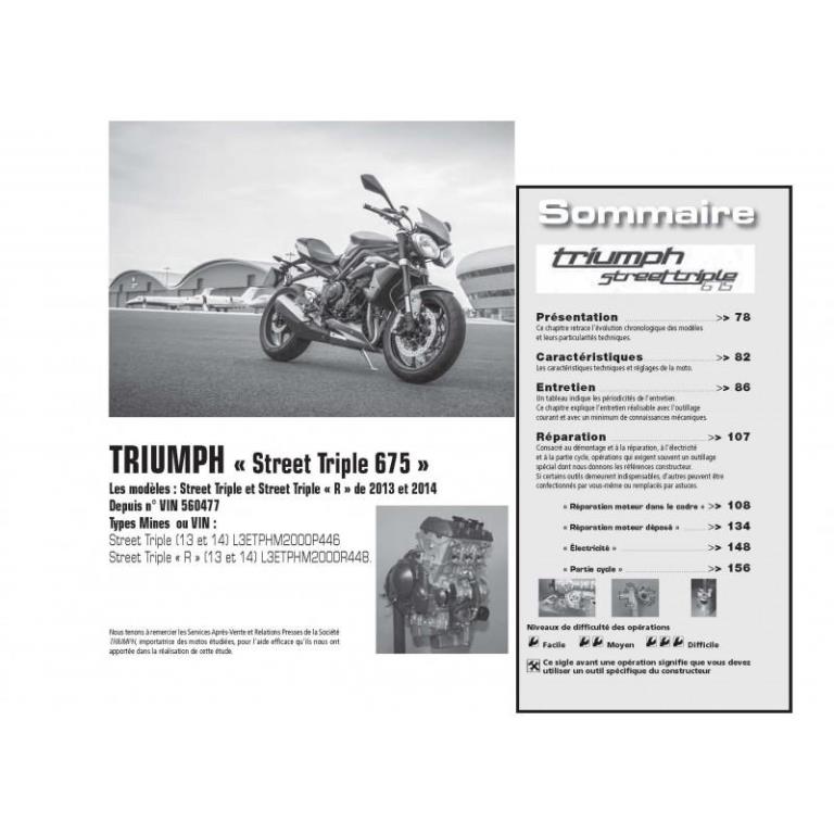 Revue technique moto ETAI RMT 173 TRIUMPH STREET TRIPLE (2013 à 2014) et SYM GTS 125 (2010 à 2013) - ref. 25452