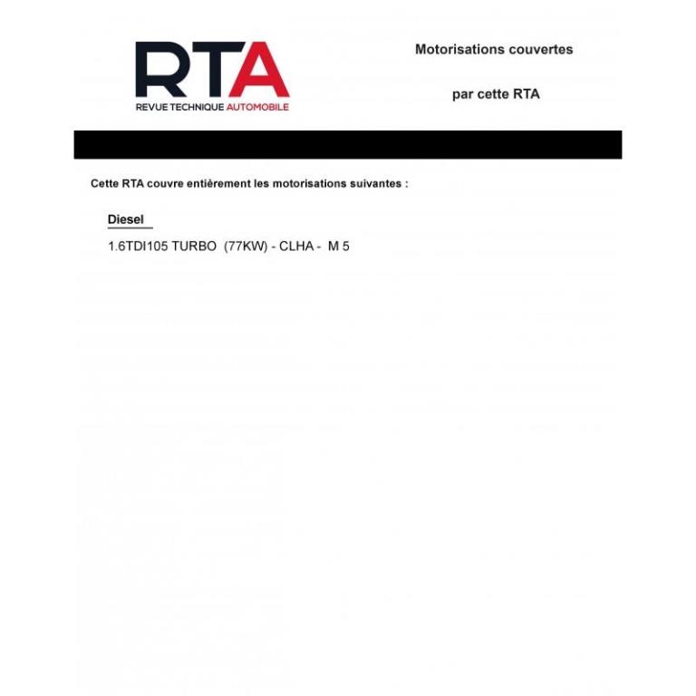 Revue technique auto (Rta) ETAI Volkswagen Golf VII 1.6 TDi 105 ch 10/2012 - ref. 25912