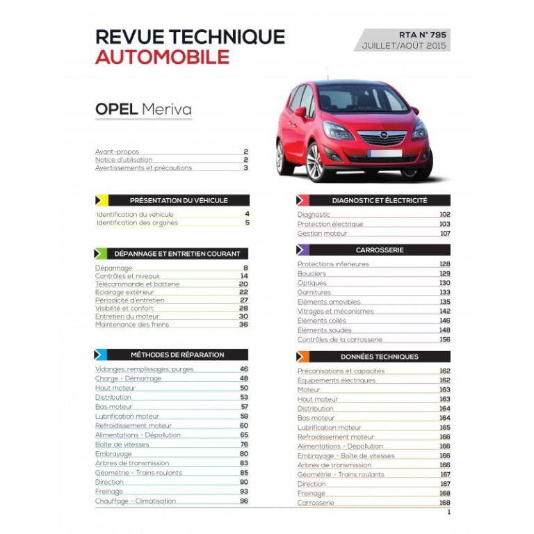 Revue technique auto (Rta) ETAI Opel Mériva II 1.7 CDTi 110ch (9/10 à12/13) - ref. 25913