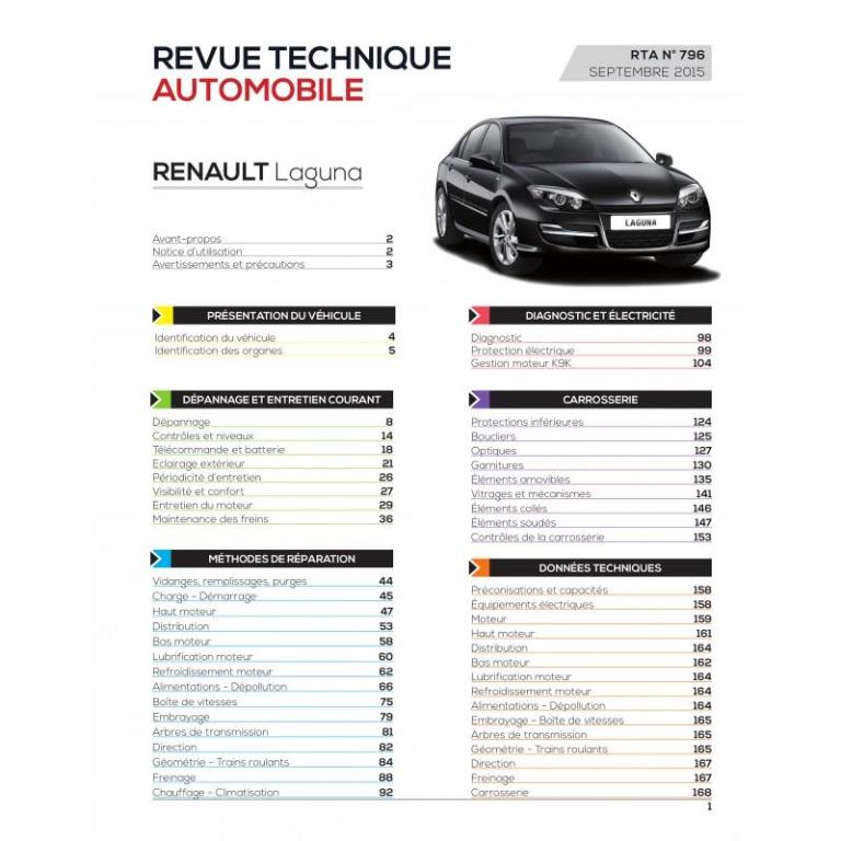 Revue technique auto (Rta) ETAI Renault LagunaIII ph2 1.5dCi 110ch 11/2010 - ref. 25914