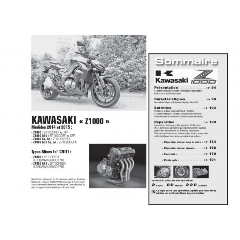 Revue technique moto ETAI RMT 178 KAWASAKI Z1000 (2014 à 2015) et HONDA PCX125 (2014 à 2015) - ref. 25920
