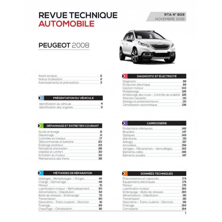 Revue technique auto (Rta) ETAI RTA 809 2008 : 1.6 HDI (92 ch) (depuis 01/2013) - ref. 26375