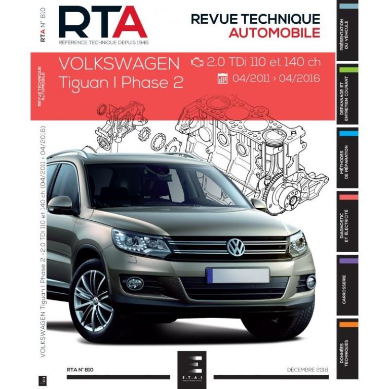 Revue technique auto (Rta) ETAI RTA 810 TIGUAN Ph. 2:2 OTDI Depuis 04/2011 11à et 140 ch - ref. 26376