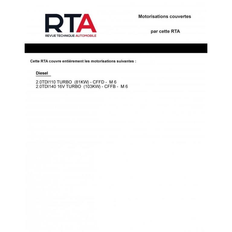 Revue technique auto (Rta) ETAI RTA 810 TIGUAN Ph. 2:2 OTDI Depuis 04/2011 11à et 140 ch - ref. 26376