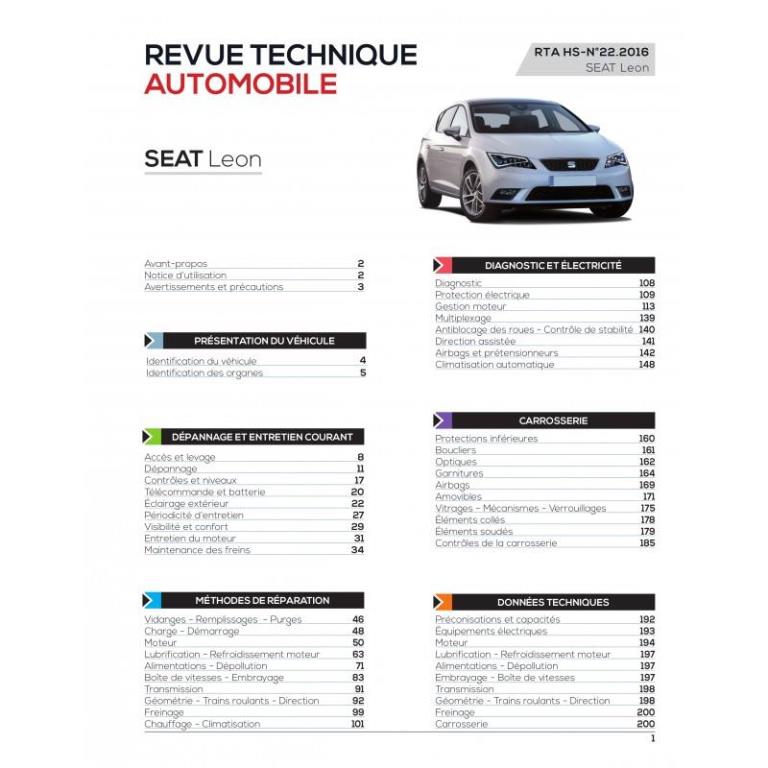 Revue technique auto (Rta) ETAI RTA HS022.1 LEON III:1.6 TDI (105 ch)depuis 10/2012 - ref. 26377