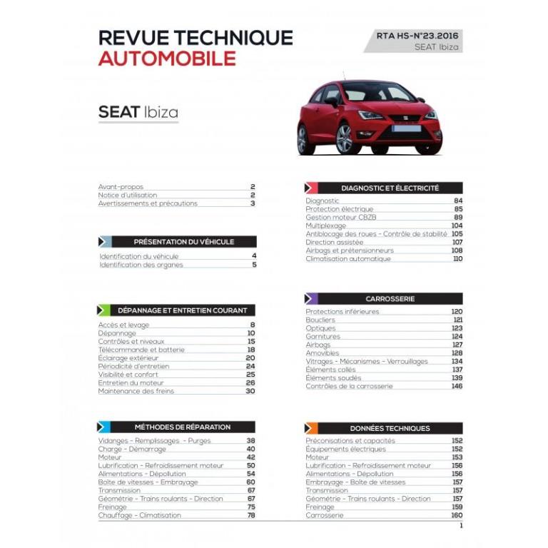 Revue technique auto (Rta) ETAI RTA HS023.1 IBIZA IV Ph2:1.2 TSI(150ch)02/12à09/2015 - ref. 26378