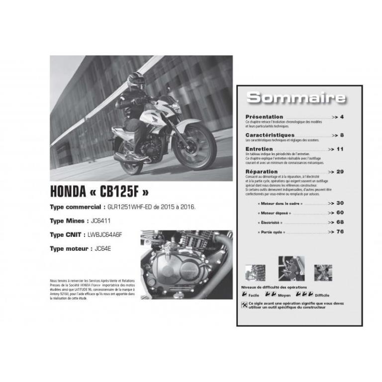 Revue technique moto ETAI RMT 183 YAMAHA MT 125 (2015 à 2016) et HONDA CB 125 F (2015 à 2016) - ref. 26546