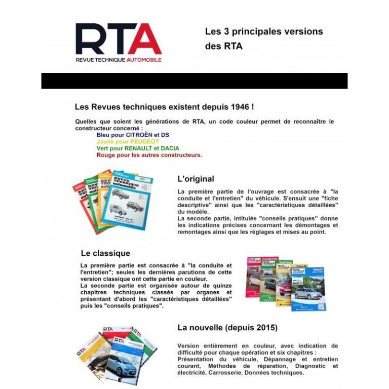 Revue technique auto (Rta) ETAI RTA 811 M CLASSE A III Ph.1 De 06/2012 à 06/2015 1.5 Cdi - ref. 26735