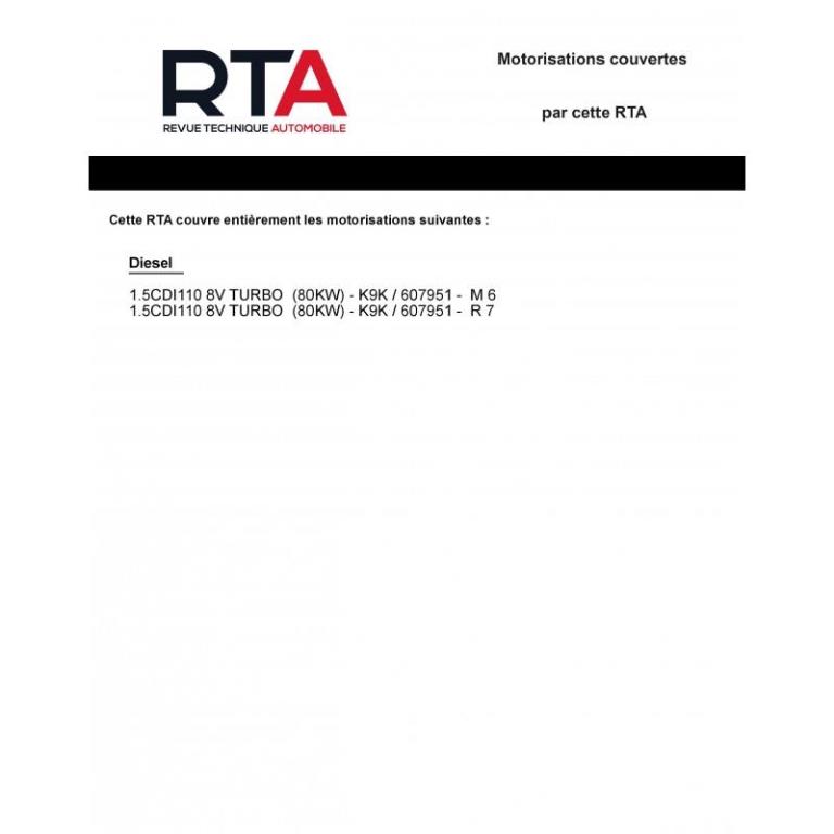 Revue technique auto (Rta) ETAI RTA 811 M CLASSE A III Ph.1 De 06/2012 à 06/2015 1.5 Cdi - ref. 26735