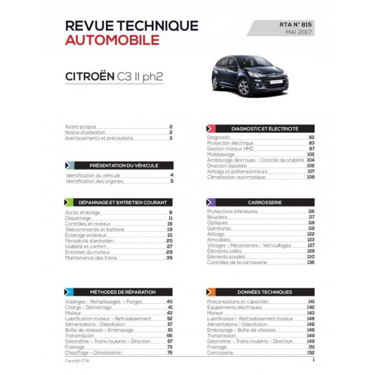 Revue technique auto (Rta) ETAI RTA 815 C3 II Ph.2 1.2i (82 ch) - ref. 26739