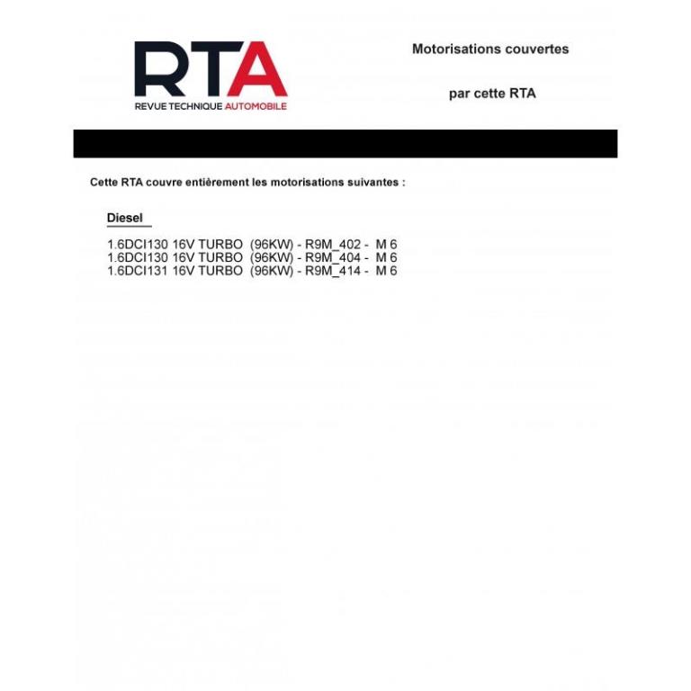 Revue technique auto (Rta) ETAI RTA 818 SCENIC III Ph.3 1.6 Ci (130 ch) 2013 à 2016 - ref. 26742