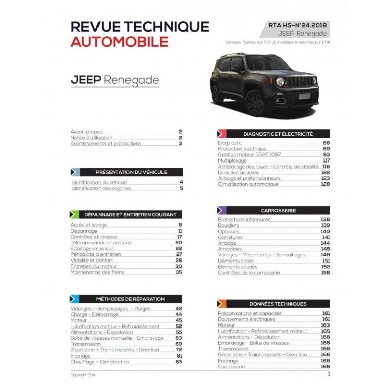 Revue technique auto (Rta) ETAI RTA Hors série 24 JEEP RENEGADE (2014 à ce jour) - ref. 26746