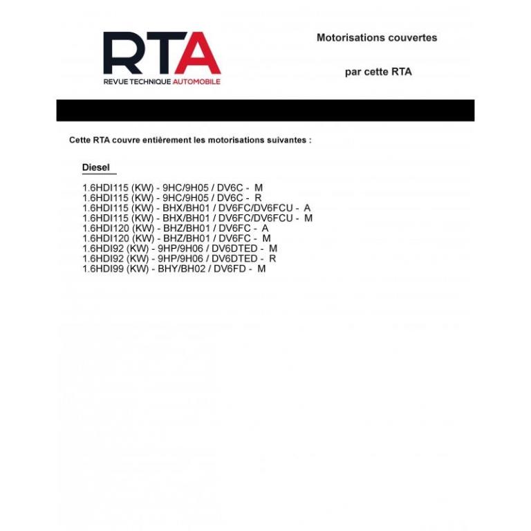 Revue technique auto (Rta) ETAI RTA 824 C4 PICASSO II Ph1.1.6HDi (92 à 120ch)(2013 ><2016) - ref. 27204