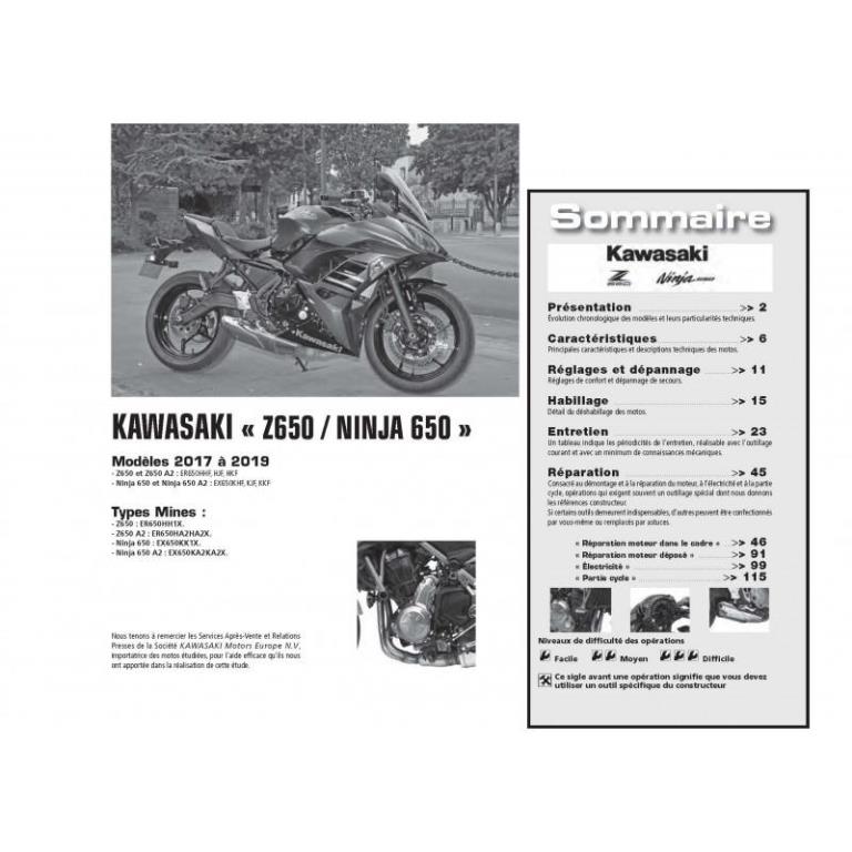 Revue technique moto ETAI RMT 191 KAWASAKI Z650 (2017 à 2019) et YAMAHA TRACER 700 (2016 à 2018) - ref. 27216