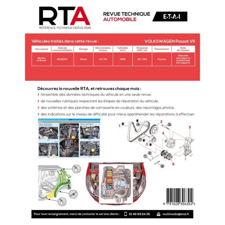 Revue technique auto (Rta) ETAI RTA hors série N°27 PASSAT VII (3G) BERLINE (2014 à ce jour) - ref. 27580