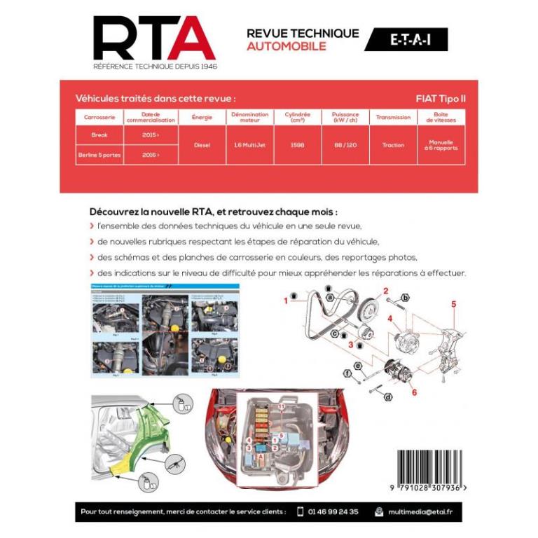 Revue technique auto (Rta) ETAI RTA hors série n°26 FIAT TIPO II (2016 à ce jour) - ref. 27816
