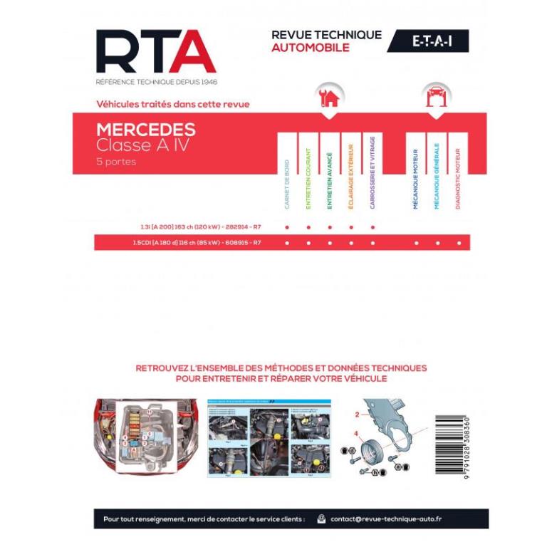 Revue technique auto (Rta) ETAI RTA 853 MERCEDES CLASSE A IV (2018 - 2020) - ref. 28243