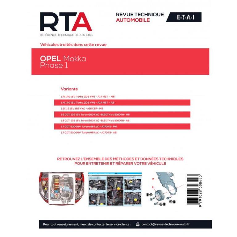 Revue technique auto (Rta) ETAI RTA 859 OPEL MOKKA (2012 - 2016) - ref. 28651