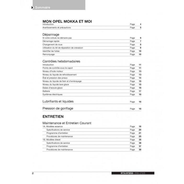 Revue technique auto (Rta) ETAI RTA 859 OPEL MOKKA (2012 - 2016) - ref. 28651
