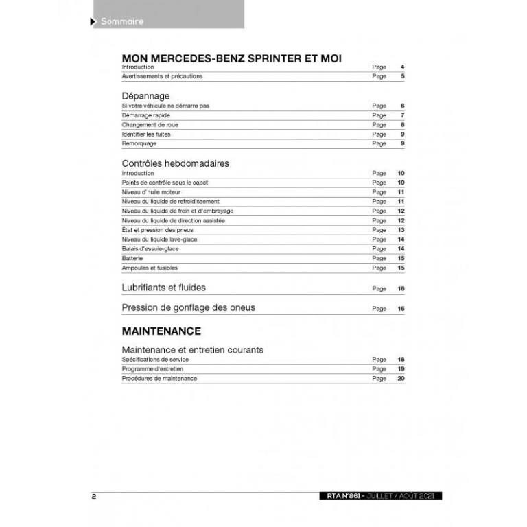 Revue technique moto ETAI RTA 861 MERCEDES SPRINTER W906 (2009 à 2018) - ref. 28653