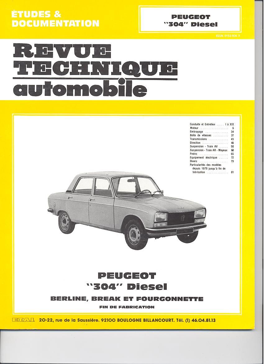 Revue technique auto (Rta) ETAI RTA 379.2 PEUGEOT 304 DIESEL (1976/1980) - ref. 4888