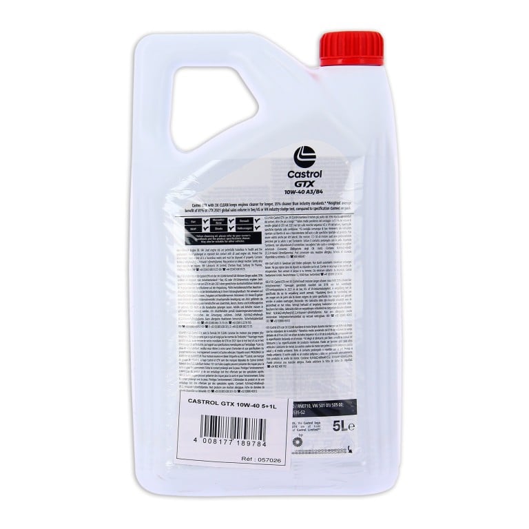 Huile moteur CASTROL CASTROL GTX 10W-40 A3/B4 5+1L - ref. 15F8FF