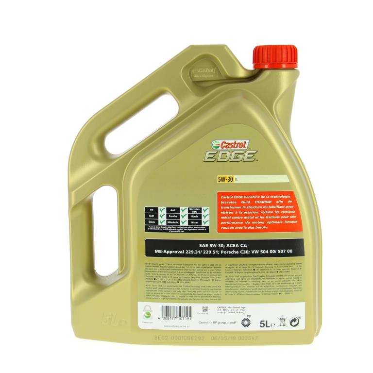 Huile moteur CASTROL Edge 5W-30 LL 5 L - ref. 15669D
