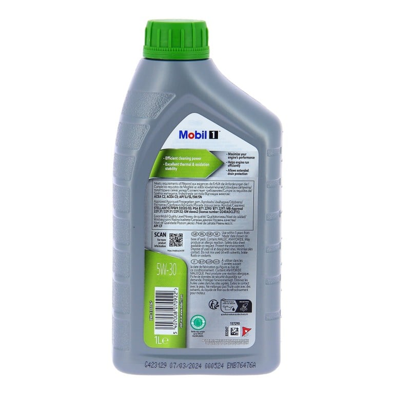 Aceite de motor (Aceite motor) MOBIL MOBIL1 5W30 ESP Formula P 1L - ref. 157290