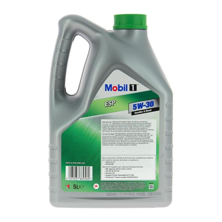 Huile moteur MOBIL Mobil 1 5W30 ESP 5L - ref. 157295