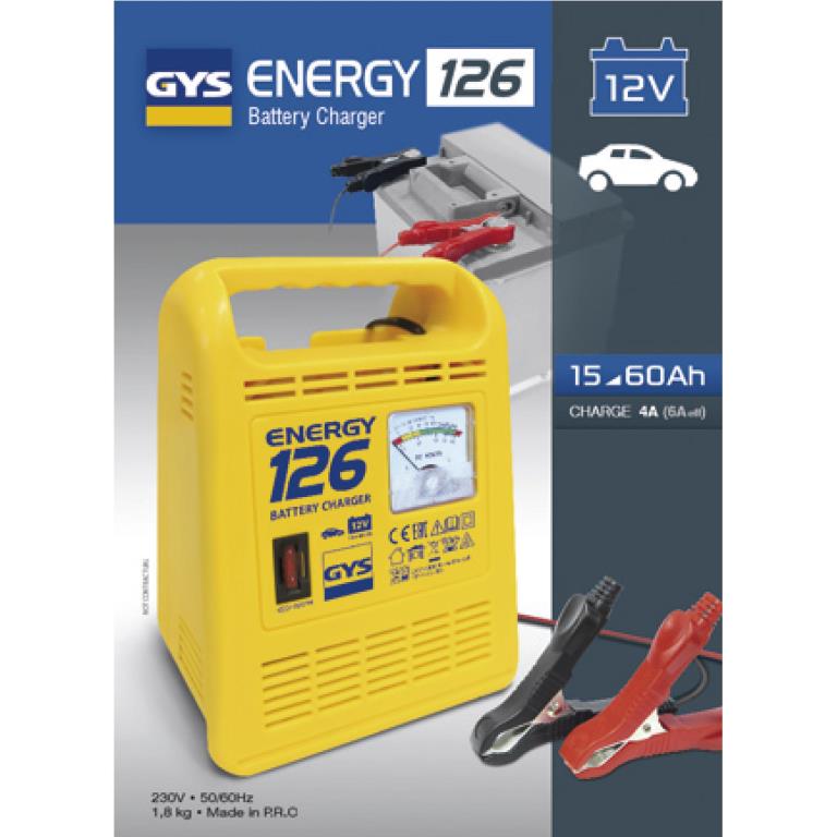 Chargeur de batterie de voiture ((de 6 à 12 V, et câbles)) GYS ENERGY 126 -CHARGEUR - ref. 023222