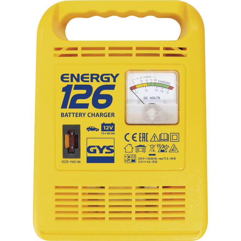Chargeur de batterie de voiture ((de 6 à 12 V, et câbles)) GYS ENERGY 126 -CHARGEUR - ref. 023222