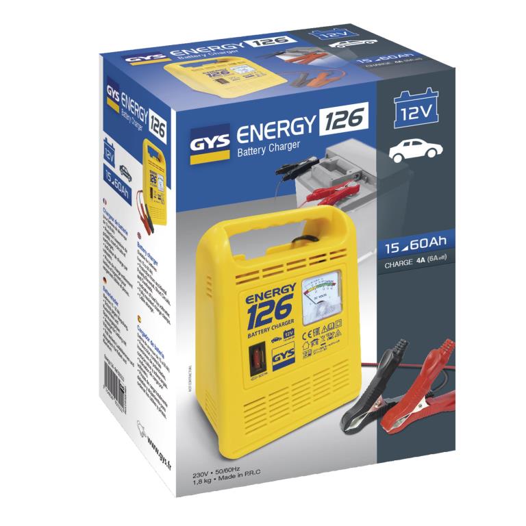 Chargeur de batterie de voiture ((de 6 à 12 V, et câbles)) GYS ENERGY 126 -CHARGEUR - ref. 023222