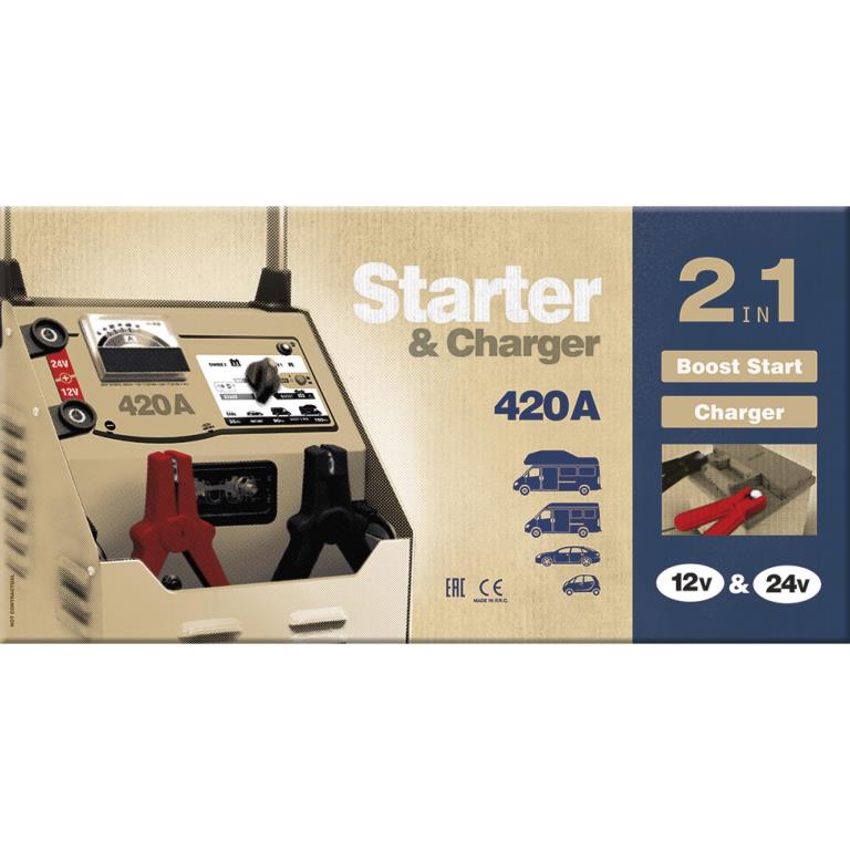 Chargeur de batterie de voiture ((de 6 à 12 V, et câbles)) GYS NEOSTART 420 - ref. 025295