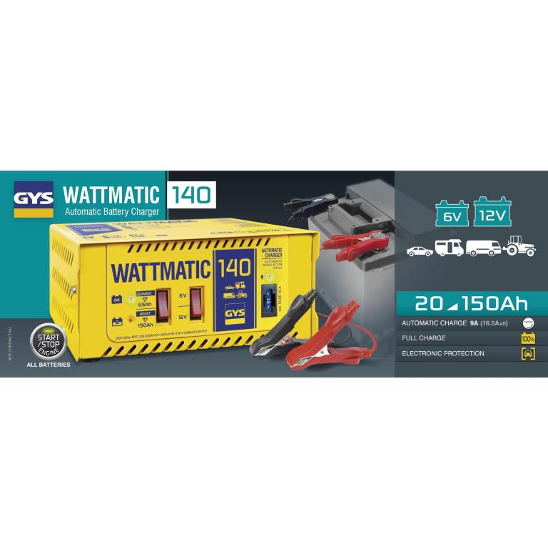 Chargeur de batterie de voiture ((de 6 à 12 V, et câbles)) GYS WATTMATIC 140 - ref. 025608