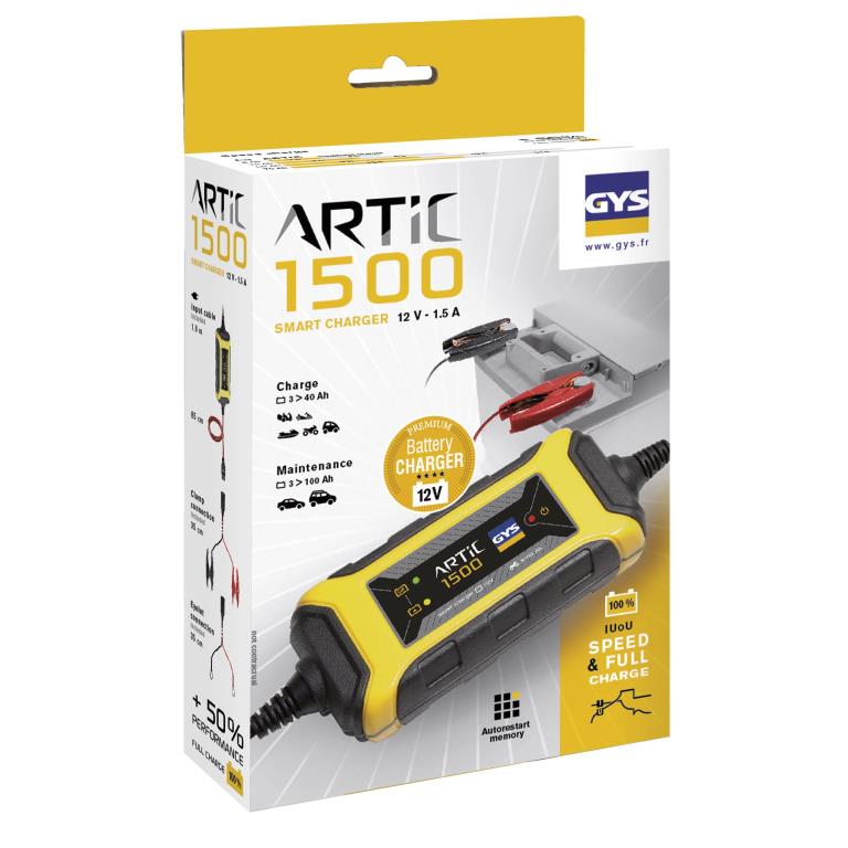 Chargeur de batterie de voiture ((de 6 à 12 V, et câbles)) GYS ARTIC 1500 - ref. 029576