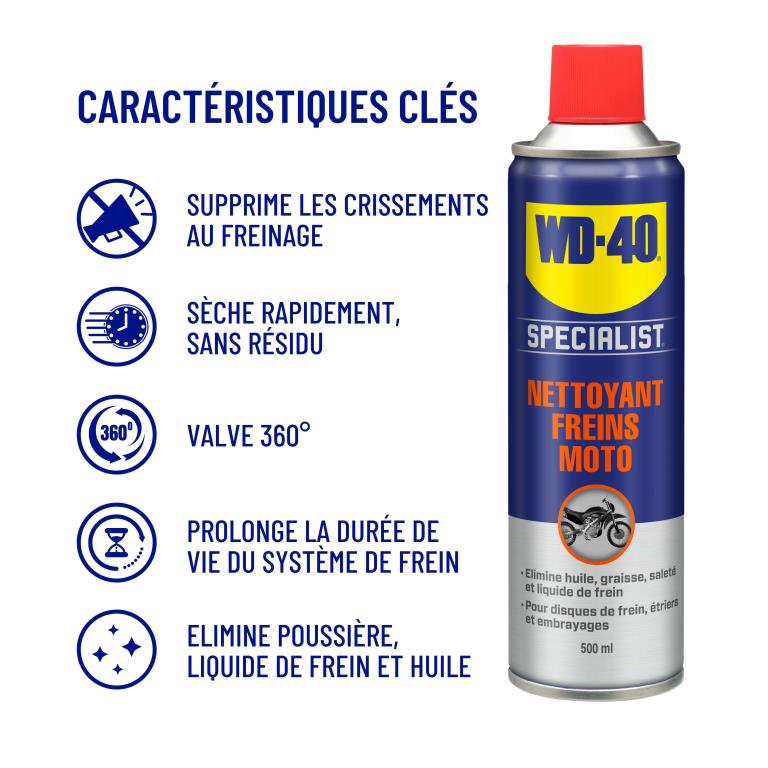Nettoyant chaîne WD40 Nettoyant Freins WD-40 Specialist Moto 500 ml - ref. 33061/46