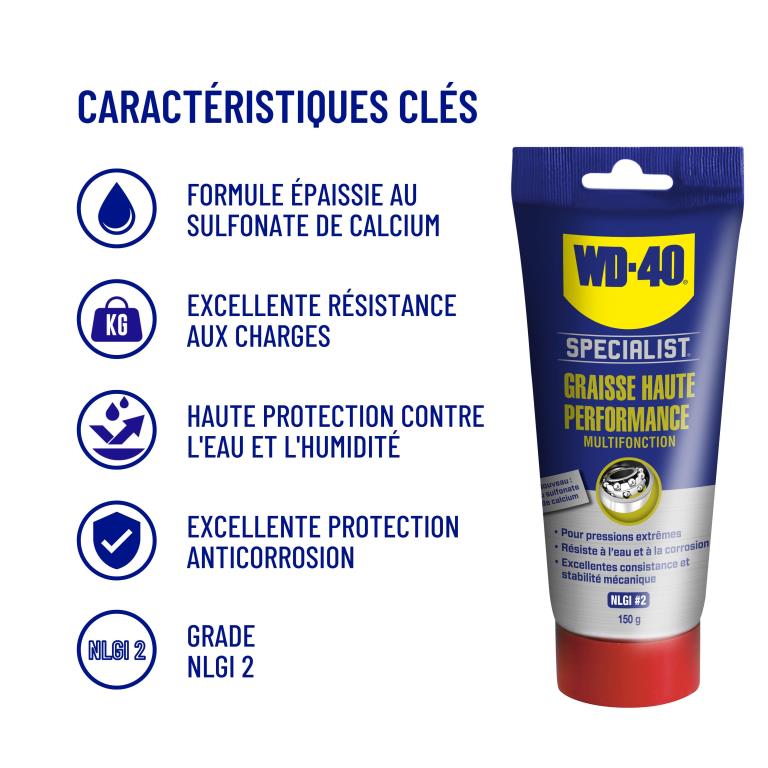 Graisse WD40 Tube de graisse au sulfonate de calcium 150 g - ref. 331075