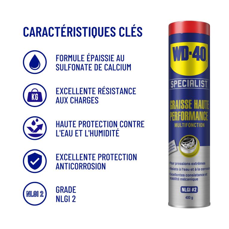 Graisse WD40 Cartouche de graisse au sulfonate de calcium 400 g - ref. 331077