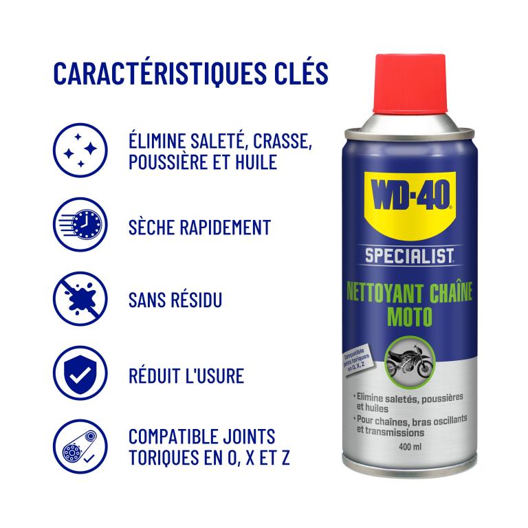Nettoyant chaîne WD40 Nettoyant Chaîne WD-40 Specialist Moto 400 ml - ref. 33798/46