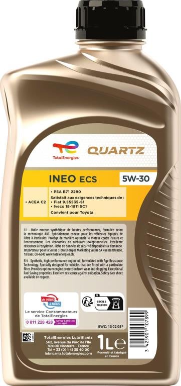Aceite de motor (Aceite motor) TotalEnergies QUARTZ INEO ECS 5W-30  1L - ref. 213798