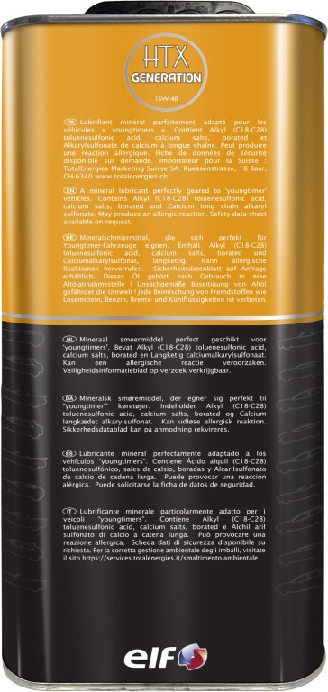 Huile moteur ELF HTX GENERATION 15W-40 5L - ref. 211280