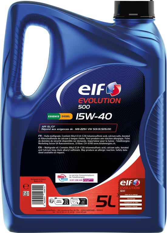 Óleo motor ELF EVOLUTION 500 15W40 5L - ref. 230608