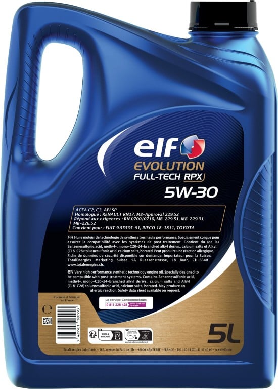 Huile moteur ELF EVOLUTION FULLTECH R 5W30 5L - ref. 235018