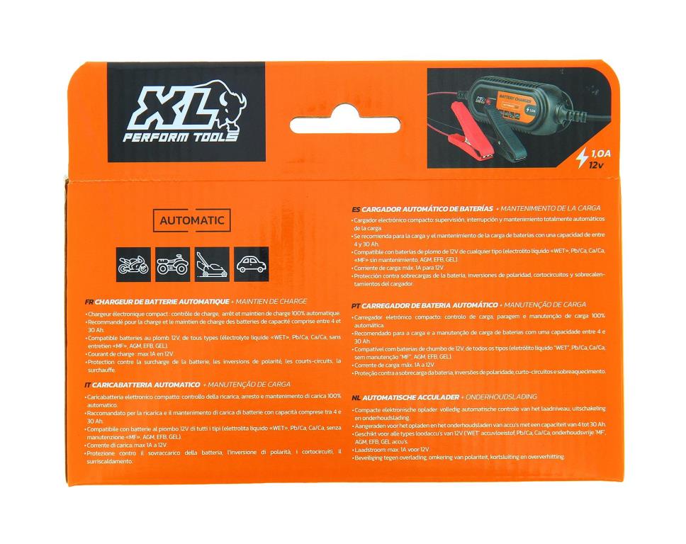 Chargeur de batterie de voiture ((de 6 à 12 V, et câbles)) XLP TOOLS ref. 551546
