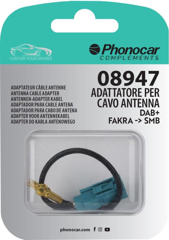 Adaptateur d'antenne universel (Adaptateur antenne autoradio) PHONOCAR ref. 8947