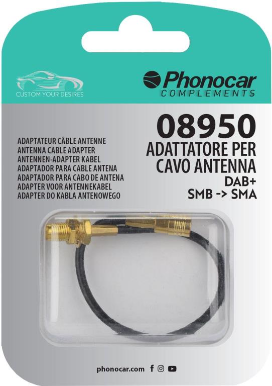 Adaptateur d'antenne universel (Adaptateur antenne autoradio) PHONOCAR ref. 8950